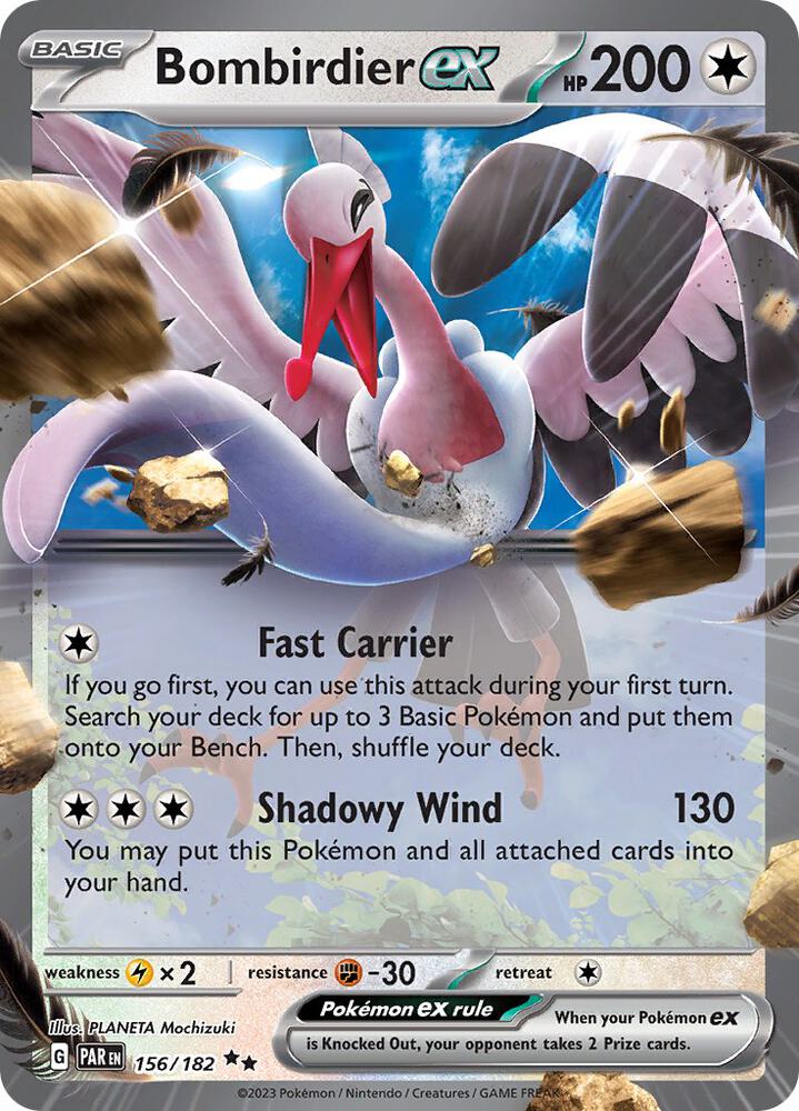 Bombirdier ex 156/182 Double Rare Paradox Rift Pokémon card