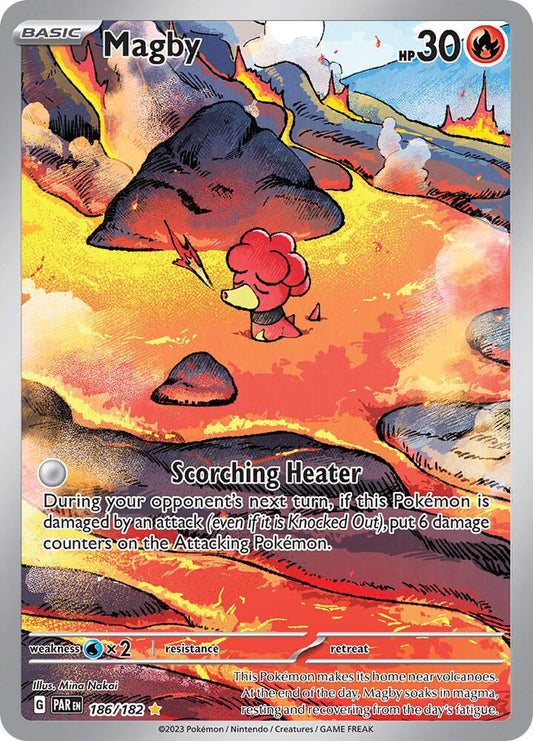 Magby - 186/182 186/182 Illustration Rare Paradox Rift Pokémon card