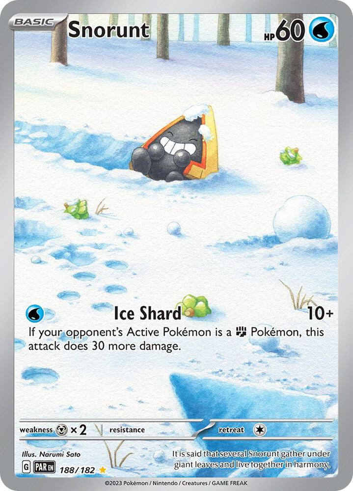 Snorunt - 188/182 188/182 Illustration Rare Paradox Rift Pokémon card