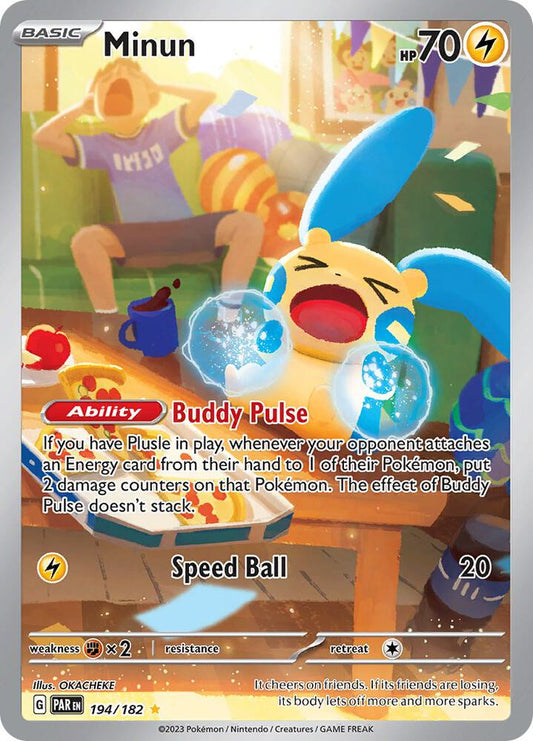 Minun - 194/182 194/182 Illustration Rare Paradox Rift Pokémon card