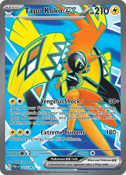 Tapu Koko ex - 222/182 222/182 Ultra Rare Paradox Rift Pokémon card