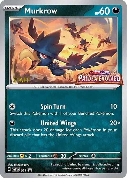 Murkrow - 021 (Prerelease) [Staff] - 021 Promo SV: Scarlet & Violet Promo Cards