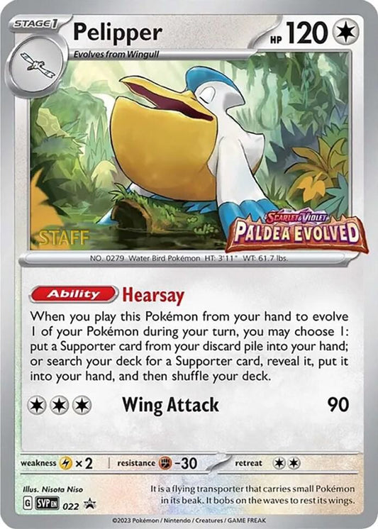 Pelipper - 022 (Prerelease) [Staff] - 022 Promo SV: Scarlet & Violet Promo Cards