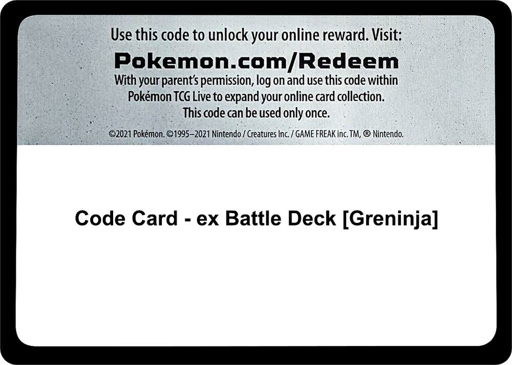 Code Card - ex Battle Deck [Greninja] Code Card Miscellaneous Cards & Products Pokémon card
