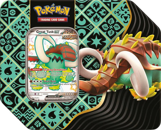 Paldean Fates Tin [Great Tusk ex] Pokémon card