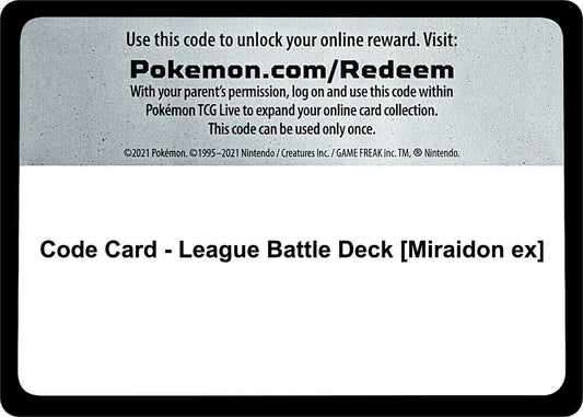 Code Card - League Battle Deck [Miraidon ex] - Code Card Miscellaneous Cards & Products