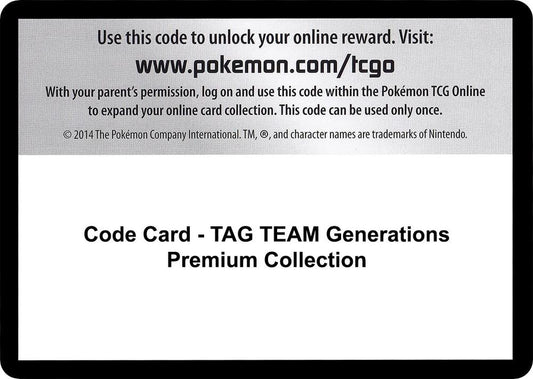 Code Card - TAG TEAM Generations Premium Collection Code Card Miscellaneous Cards & Products Pokémon card