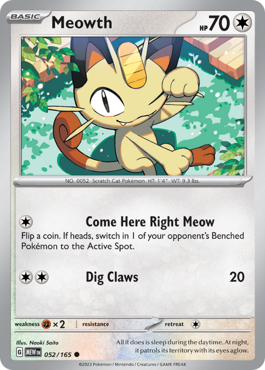 Meowth 052/165 Common 151