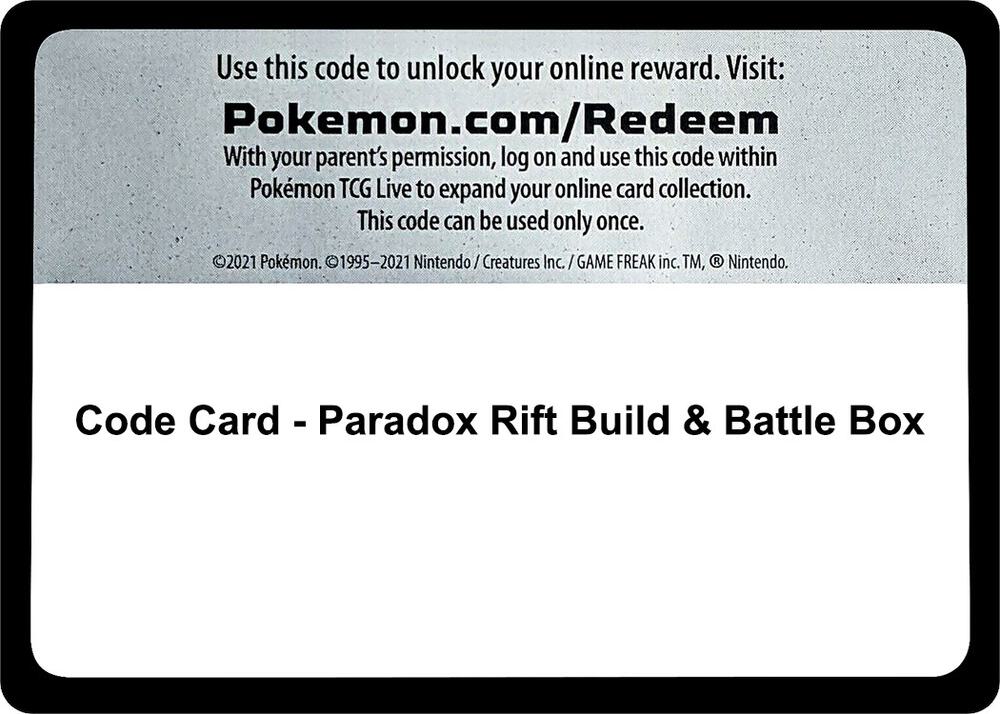 Code Card - Paradox Rift Build & Battle Box Code Card Pokémon card