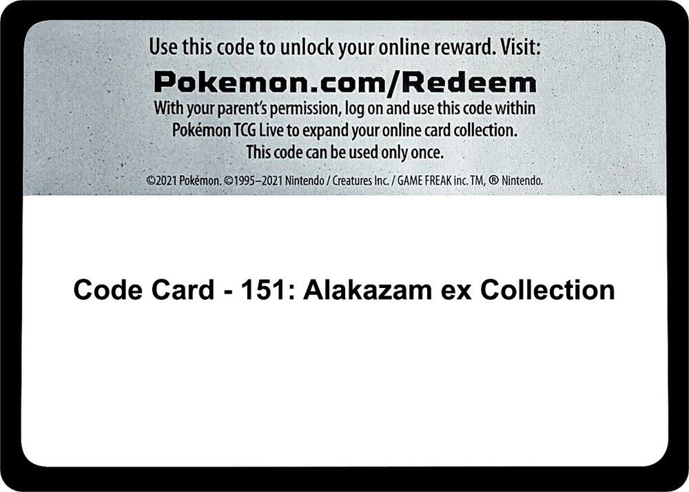 Code Card - 151: Alakazam ex Collection Code Card Scarlet & Violet 151 Pokémon card