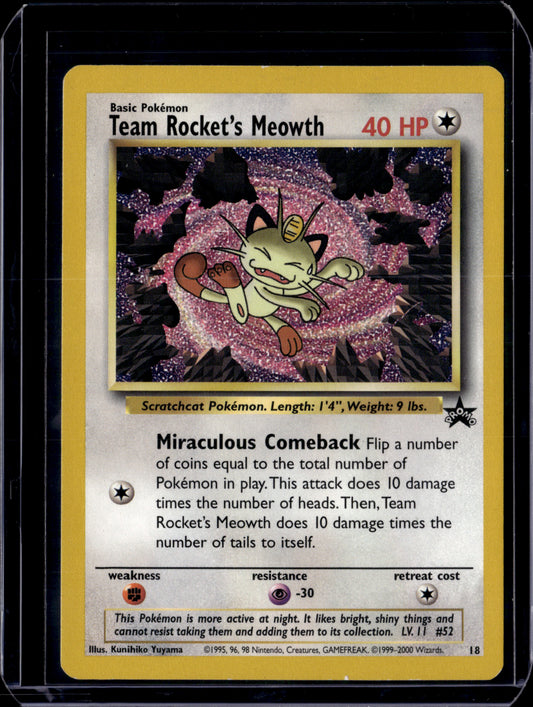Team Rocket's Meowth WoTC Promo #18/53 Normal Pokémon Card (front)