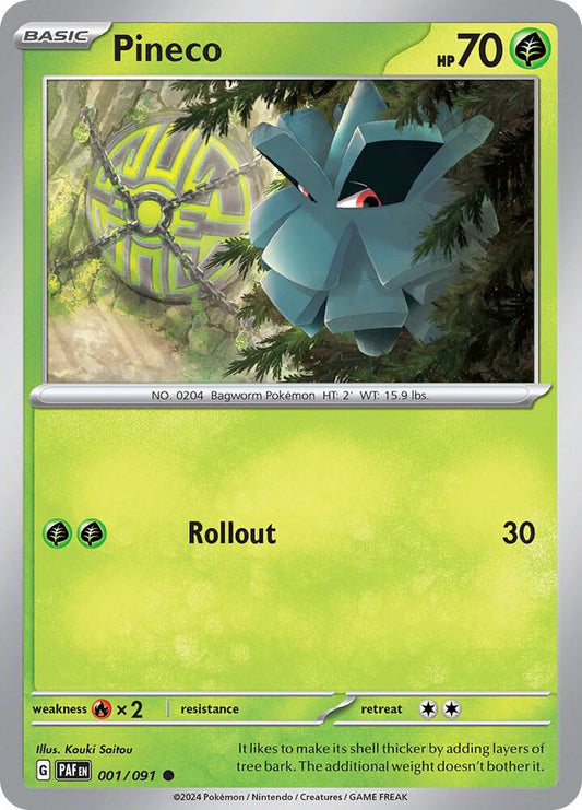 Pineco - 001/091 001/091 Common Paldean Fates Pokémon card
