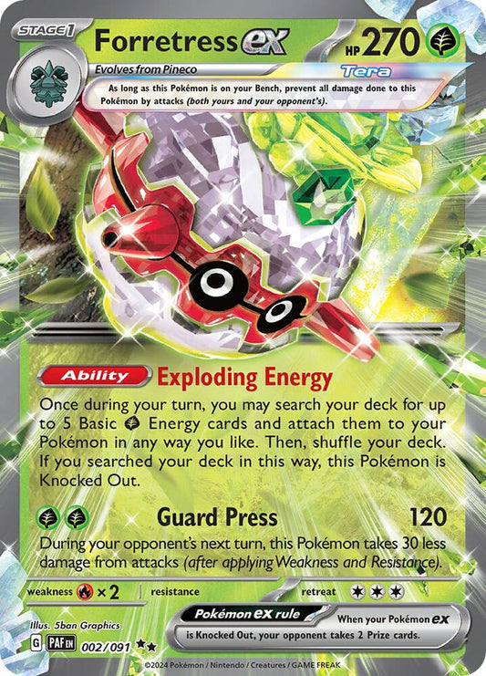 Forretress ex - 002/091 002/091 Double Rare Paldean Fates Pokémon card