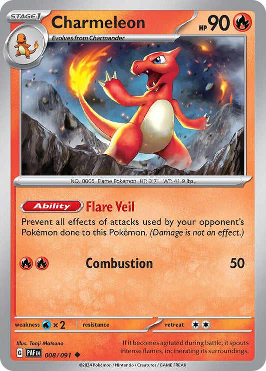 Charmeleon - 008/091 008/091 Uncommon Paldean Fates Pokémon card