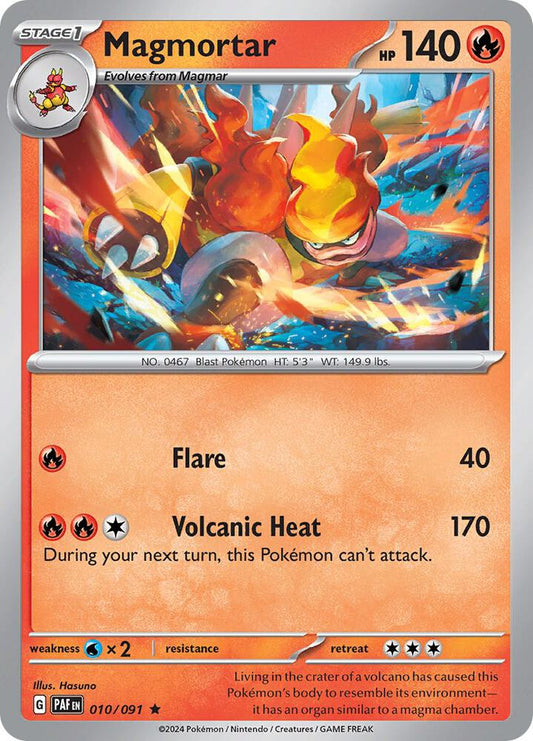 Magmortar 010/091 Rare Paldean Fates Pokémon card
