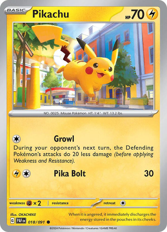 Pikachu - 018/091 018/091 Common Paldean Fates Pokémon card