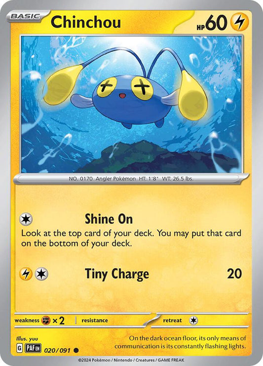 Chinchou 020/091 Common Paldean Fates Pokémon card