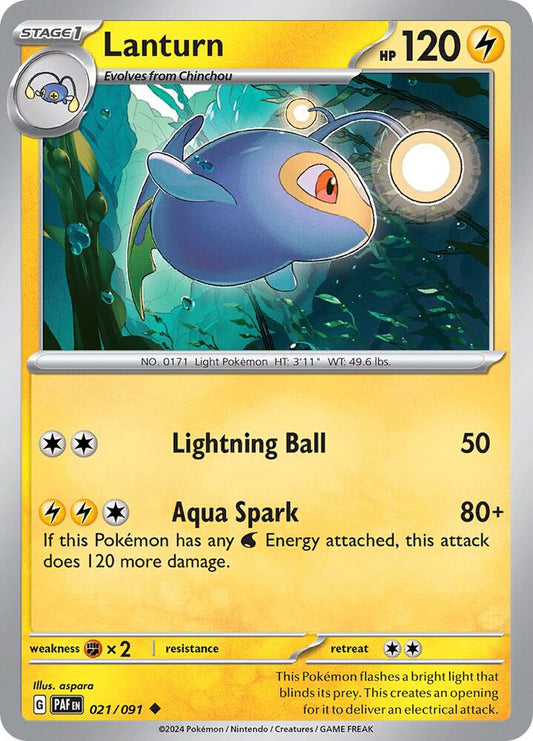 Lanturn 021/091 Uncommon Paldean Fates Pokémon card