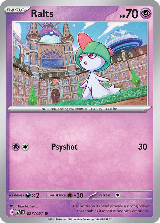 Ralts - 027/091 027/091 Common Paldean Fates Pokémon card