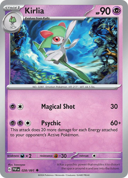 Kirlia - 028/091 028/091 Uncommon Paldean Fates Pokémon card
