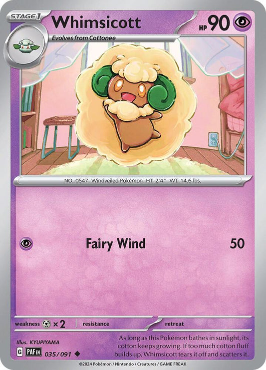 Whimsicott 035/091 Uncommon Paldean Fates Pokémon card
