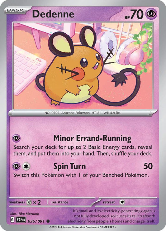 Dedenne 036/091 Common Paldean Fates Pokémon card