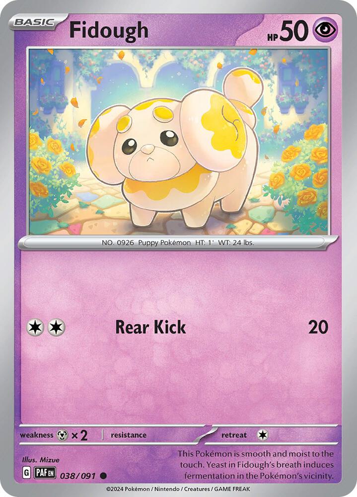 Fidough 038/091 Common Paldean Fates Pokémon card