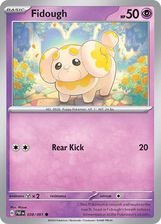 Fidough 038/091 Common Paldean Fates Pokémon card
