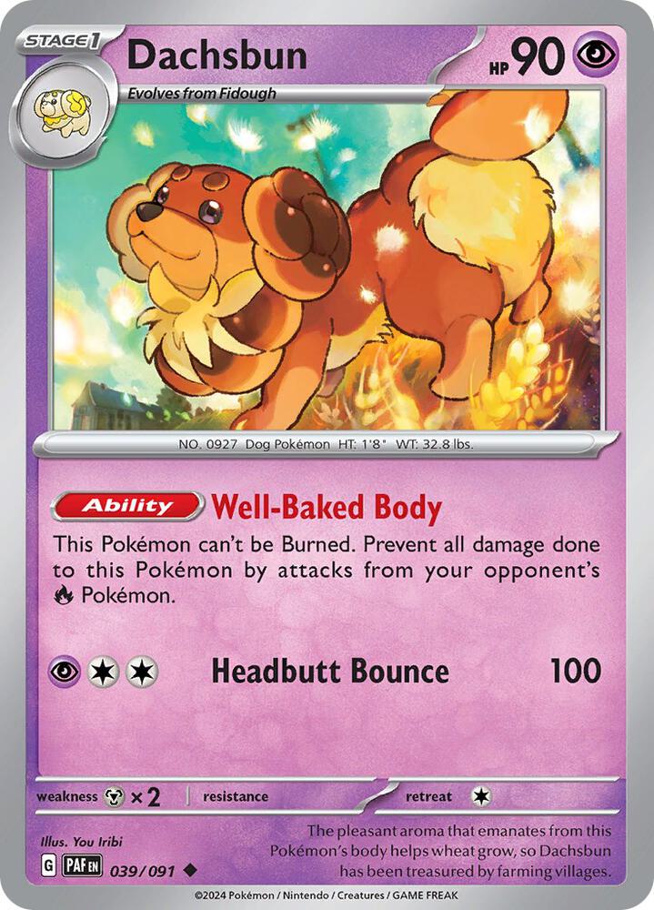Dachsbun - 039/091 039/091 Uncommon Paldean Fates Pokémon card