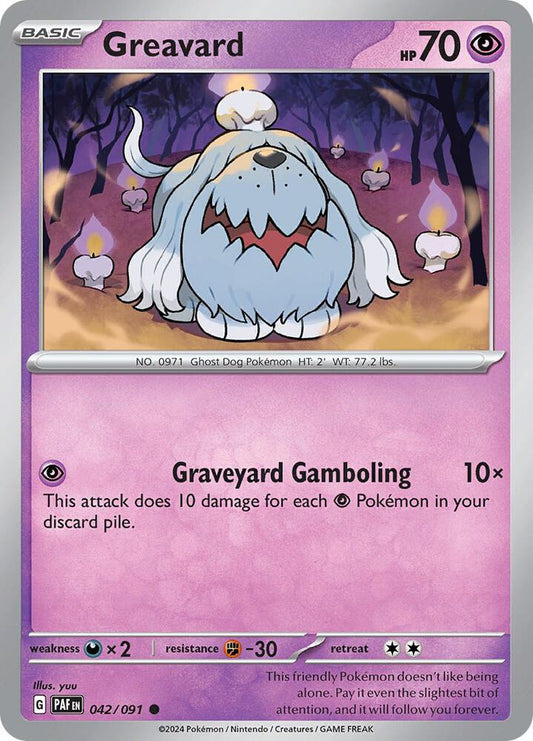 Greavard 042/091 Common Paldean Fates Pokémon card