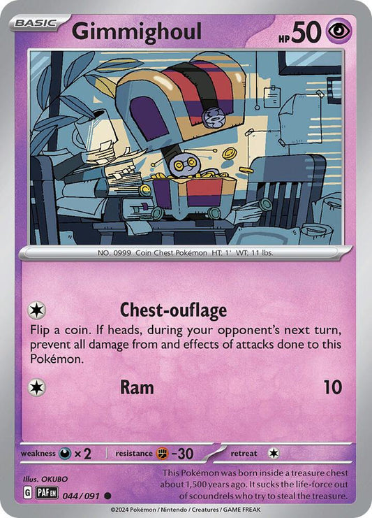 Gimmighoul 044/091 Common Paldean Fates Pokémon card