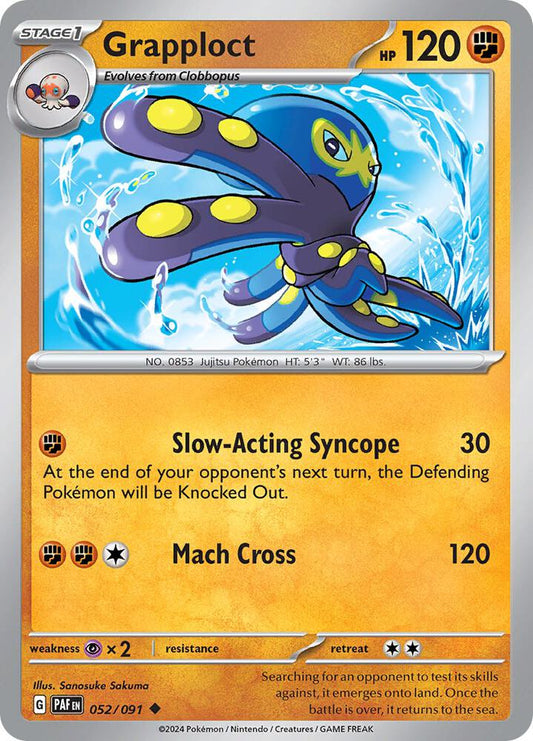 Grapploct 052/091 Uncommon Paldean Fates Pokémon card