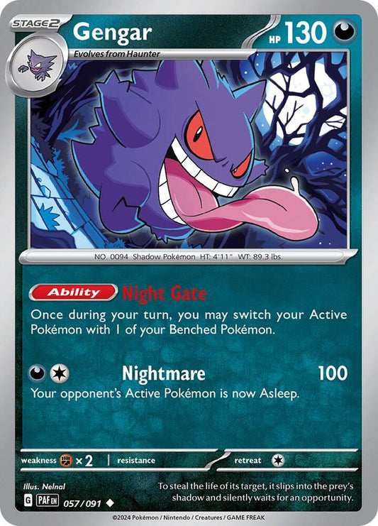 Gengar 057/091 Uncommon Paldean Fates Pokémon card
