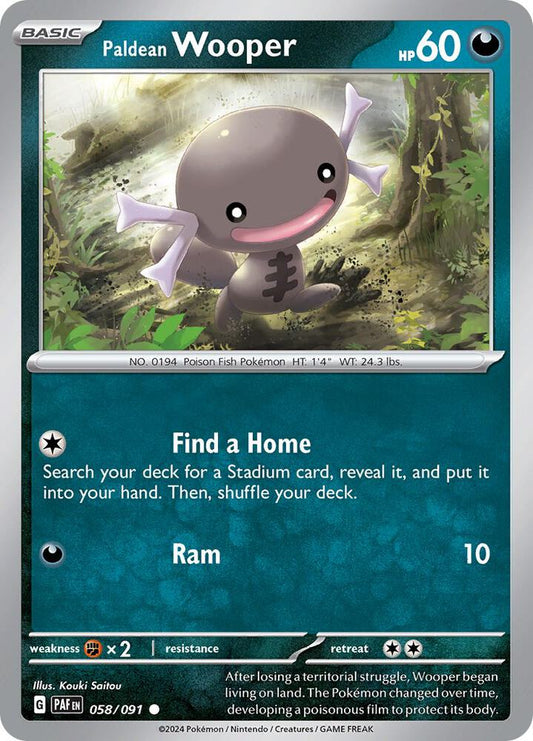 Paldean Wooper - 058/091 058/091 Common Paldean Fates Pokémon card