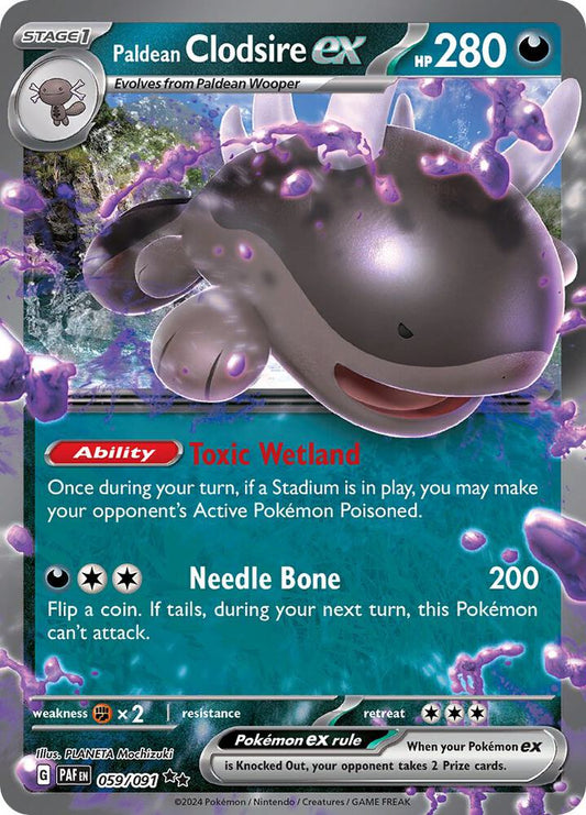 Paldean Clodsire ex - 059/091 059/091 Double Rare Paldean Fates Pokémon card