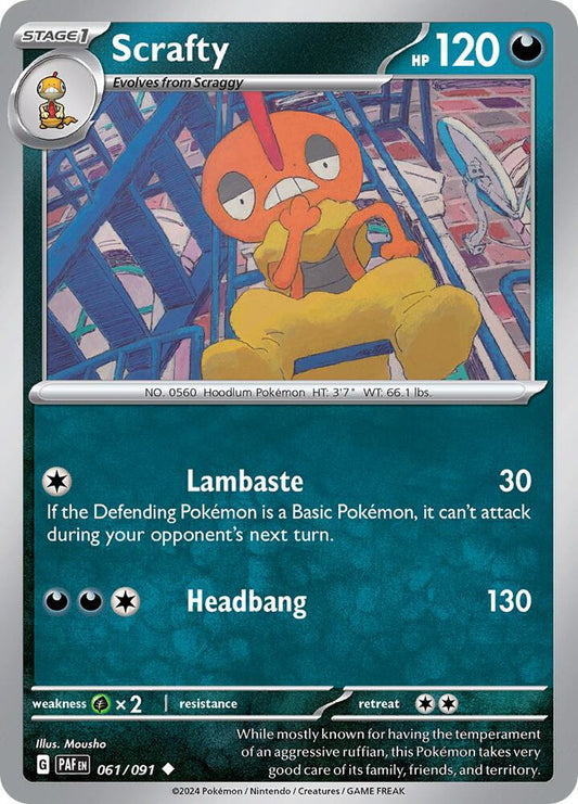 Scrafty 061/091 Uncommon Paldean Fates Pokémon card