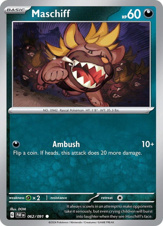Maschiff 062/091 Common Paldean Fates Pokémon card