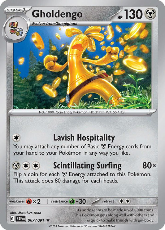 Gholdengo 067/091 Rare Paldean Fates Pokémon card