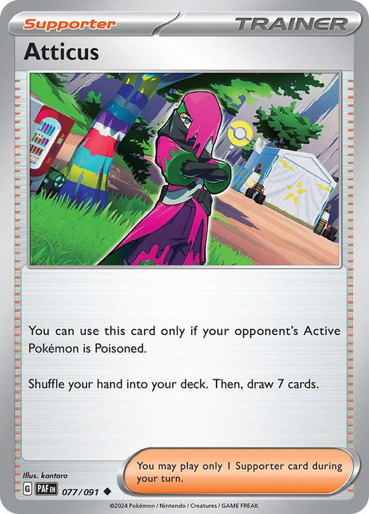 Atticus 077/091 Uncommon Paldean Fates Pokémon card