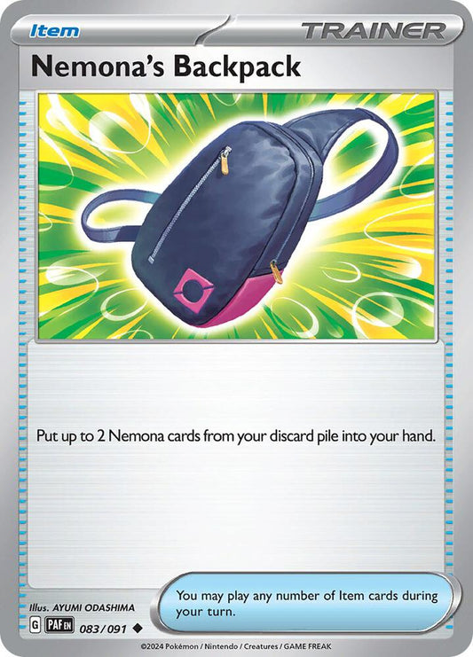 Nemona's Backpack 083/091 Uncommon Paldean Fates Pokémon card