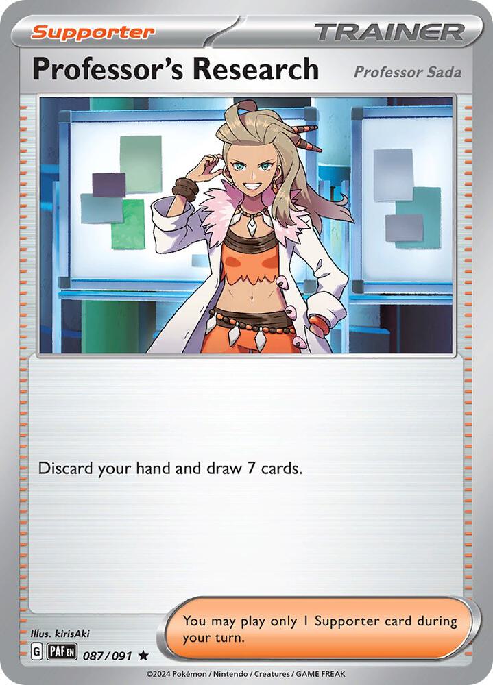 Professor's Research [Professor Sada] - 087/091 087/091 Rare Paldean Fates Pokémon card