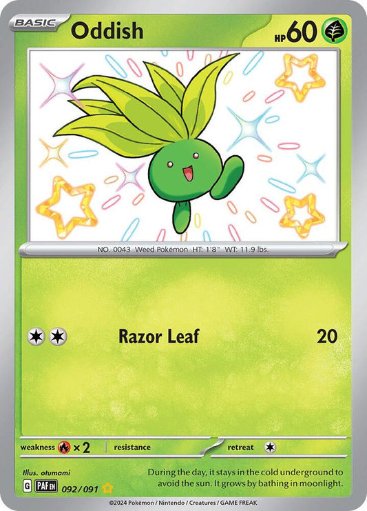 Oddish 092/091 Shiny Rare Paldean Fates Pokémon card