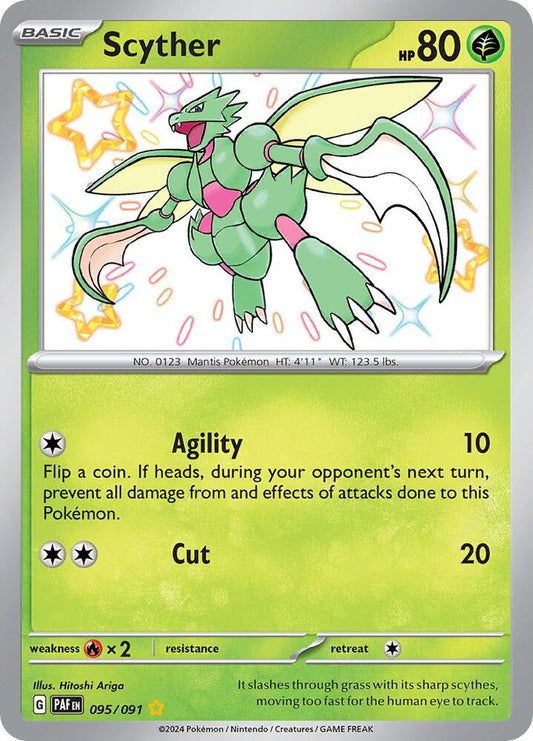 Scyther 095/091 Shiny Rare Paldean Fates Pokémon card