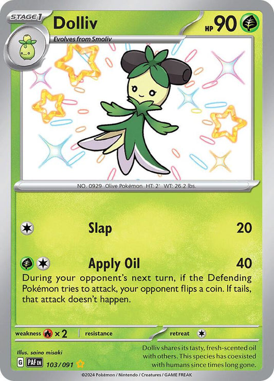 Dolliv 103/091 Shiny Rare Paldean Fates Pokémon card