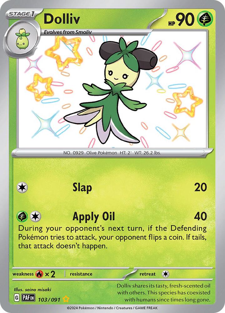 Dolliv 103/091 Shiny Rare Paldean Fates Pokémon card