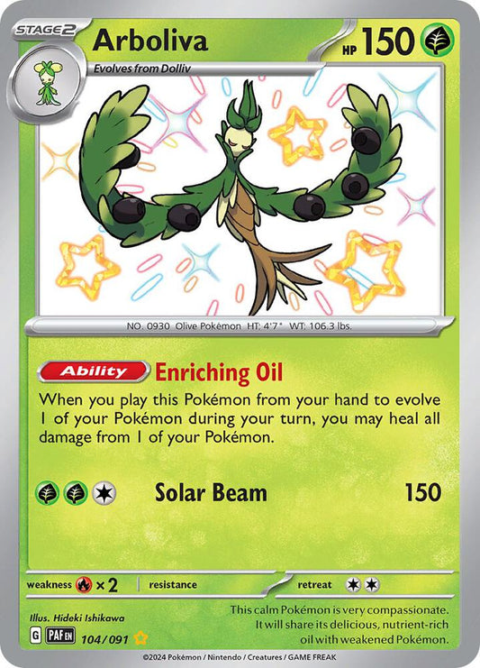 Arboliva 104/091 Shiny Rare Paldean Fates Pokémon card