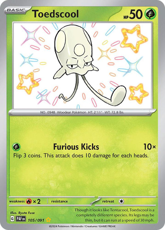 Toedscool - 105/091 105/091 Shiny Rare Paldean Fates Pokémon card