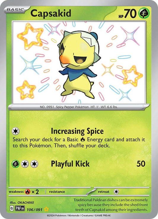 Capsakid 106/091 Shiny Rare Paldean Fates Pokémon card
