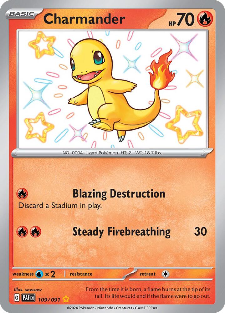 Charmander - 109/091 109/091 Shiny Rare Paldean Fates Pokémon card