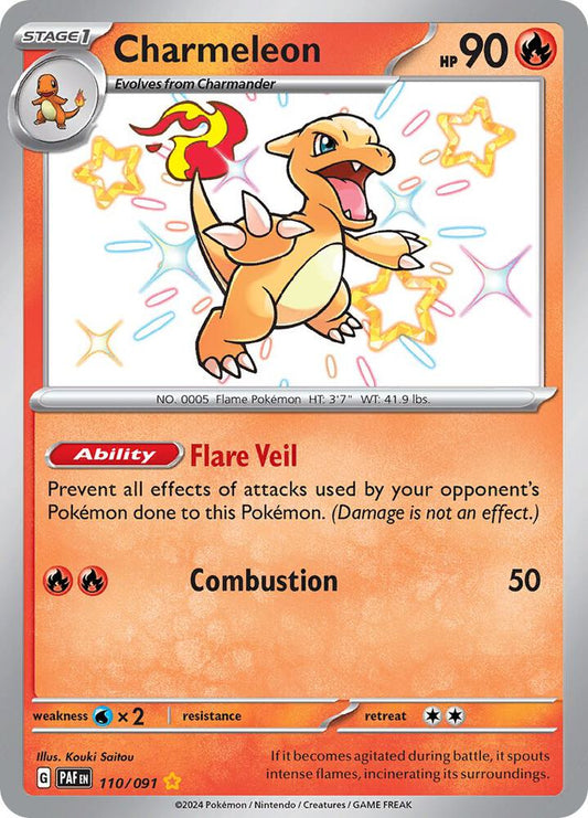 Charmeleon - 110/091 110/091 Shiny Rare Paldean Fates Pokémon card